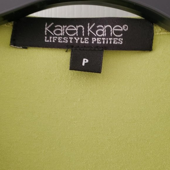 Karen Kane Slit Short Sleeve Ruched V-neck Top | Like New | XSP | Chartreuse - Picture 8 of 10